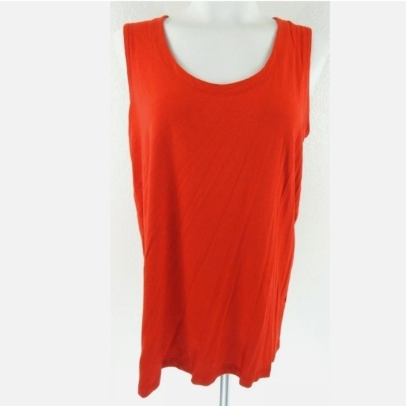 Eileen Fisher Red Scoop Neck Jersey Tank Top - Picture 1 of 4